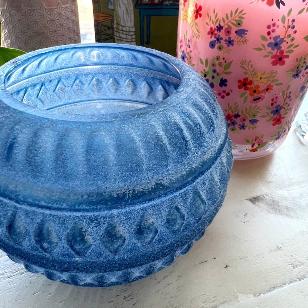 blue frosted orb vessel